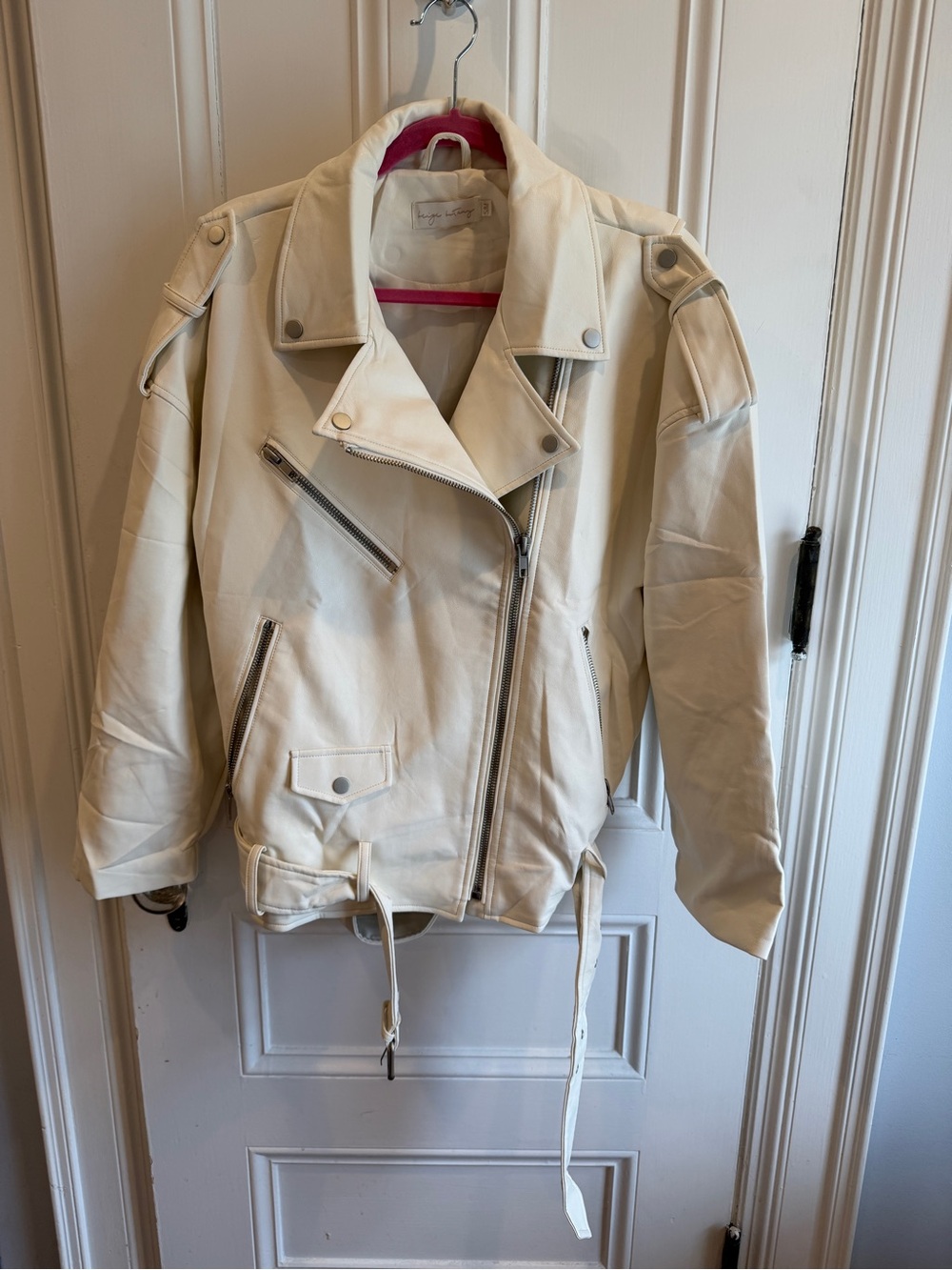 Beige Botany Cream Leather Jacket